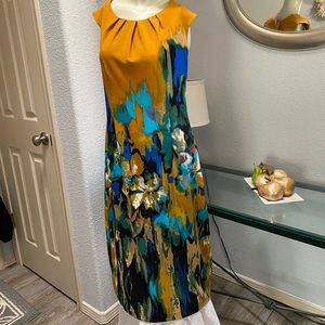 Jewel Tones Watercolor ILE Sleeveless Career Colorful Sz 8